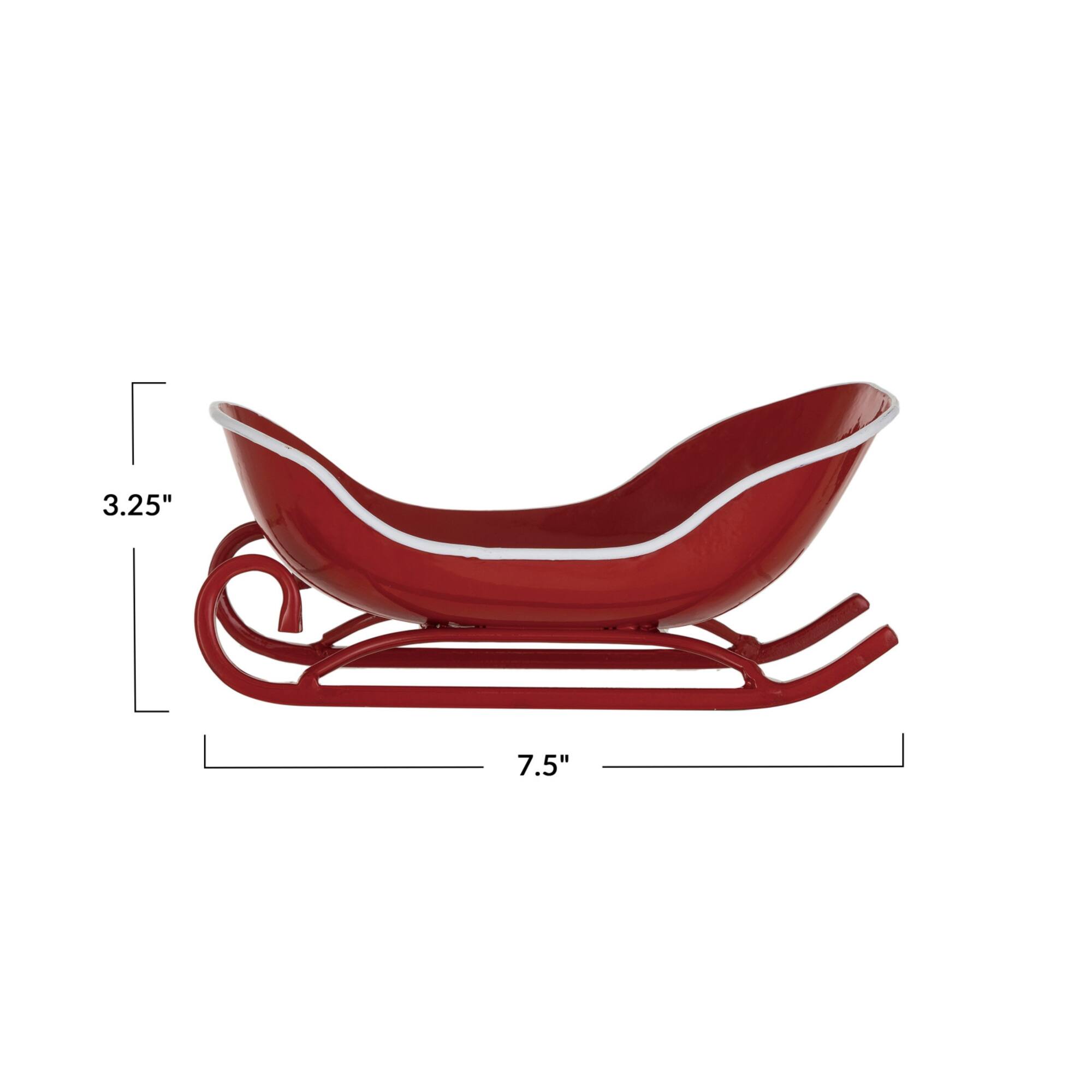 Hello Honey® 7.5" Red & White Holiday Metal Sleigh Soap Dish